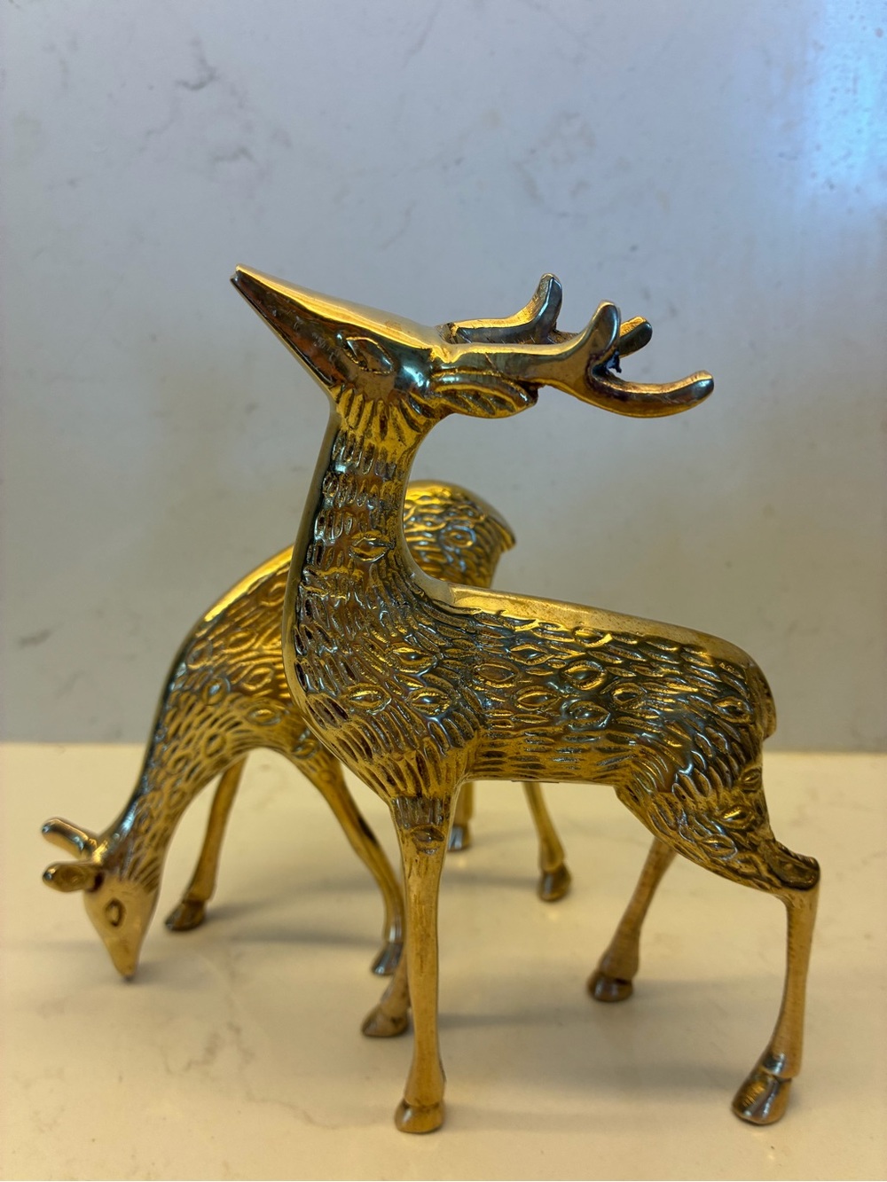 Vintage brass Deer Figurine Set - Gold Home Art Décor